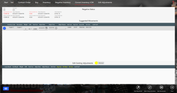Correct Inventory Screen. Click image to enlarge.