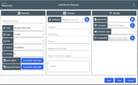 Create Service Request Window.